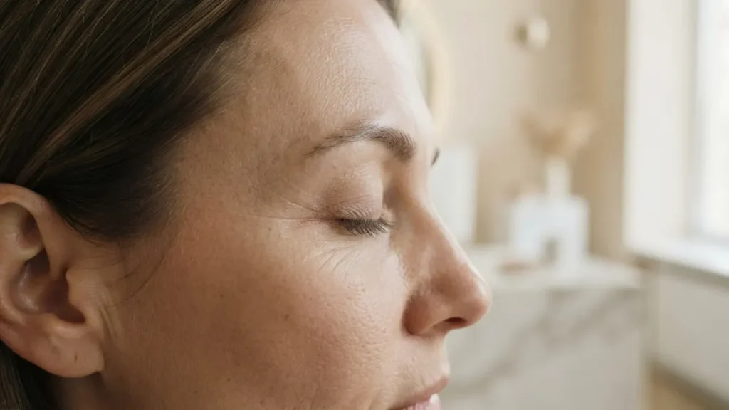 Contour de l'œil d'un adulte, zone concernée par les poches sous les yeux